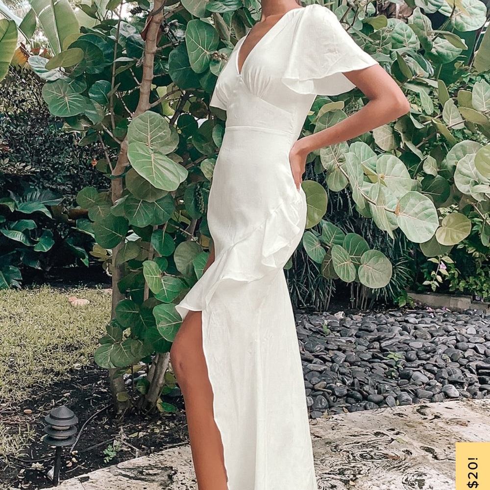 Lulus white satin dress size small